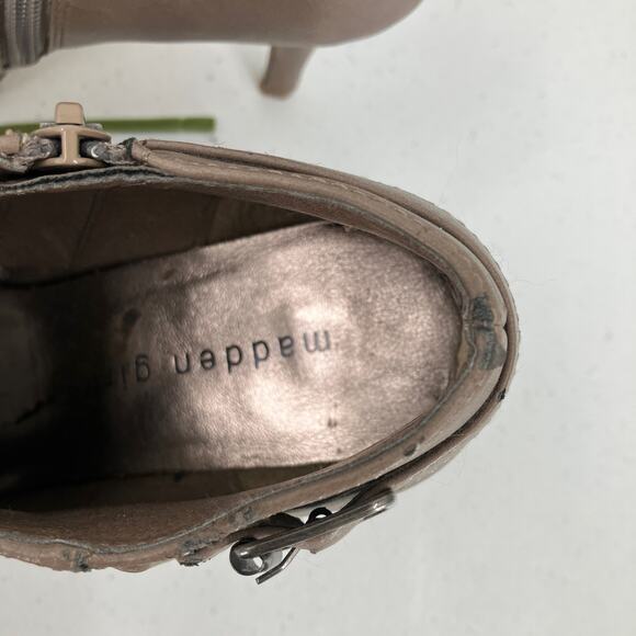 Madden Girl Gray Side Zip Buckle Peep Toe Stiletto Heel Ginny Ankle Bootie Shoes - Picture 10 of 12